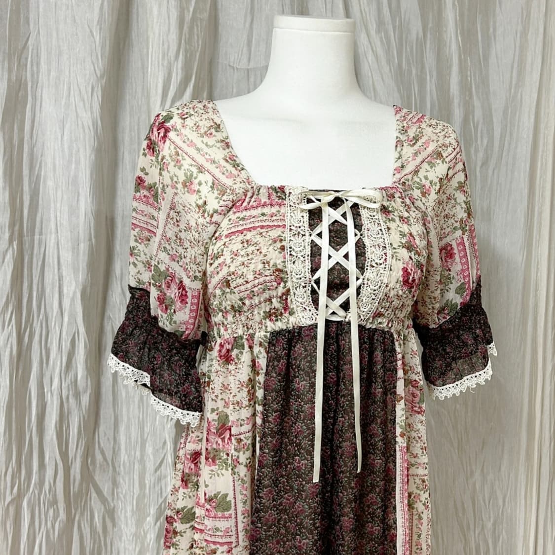 엑시즈팜 라떼갸루 모리걸 원피스 스모킹밴드 허리밴딩 (미디움) 상태좋음 상품이미지2