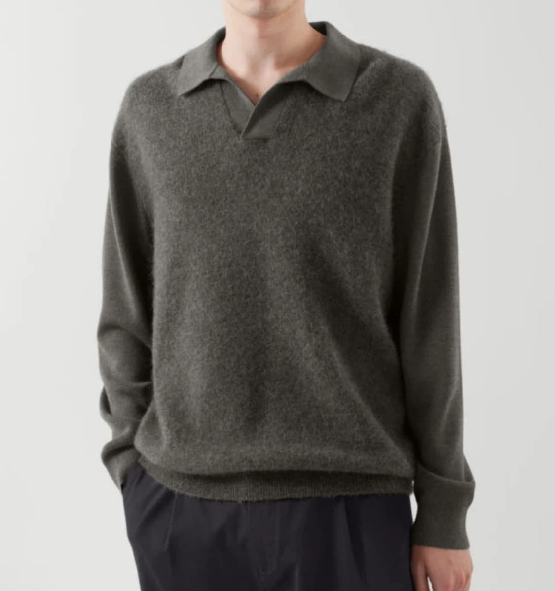 [코스/3회착] 오픈 카라 니트 / 다크그레이 / S 상품이미지1