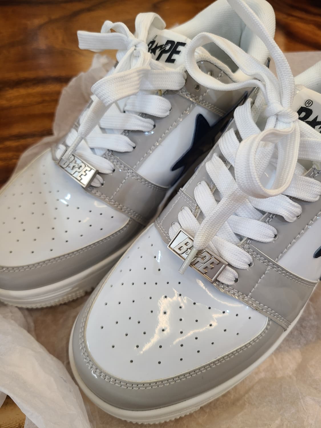 (250) 국내 유일 베이프스타 1회착 화이트 그레이 네이비 상품이미지3