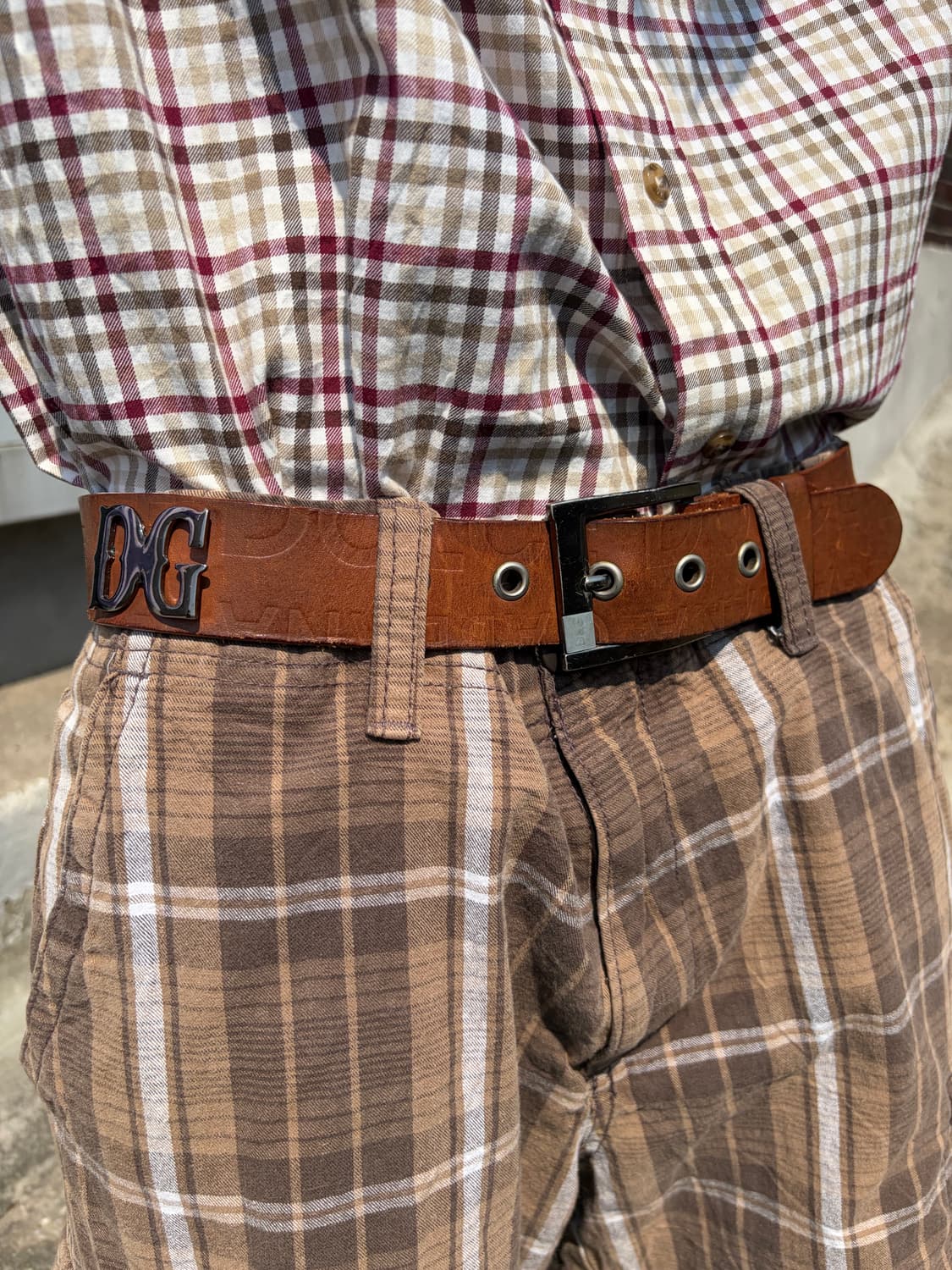 D&G 러프 브라운 아이콘 버클 벨트 상품이미지1