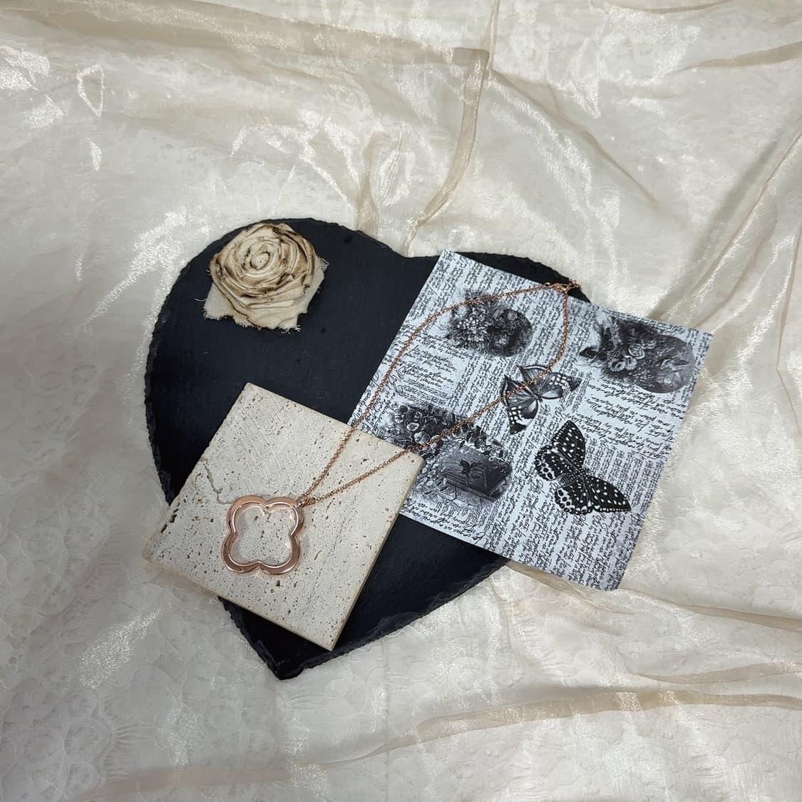 빈티지 로즈골드톤 클로버 목걸이 상품이미지2