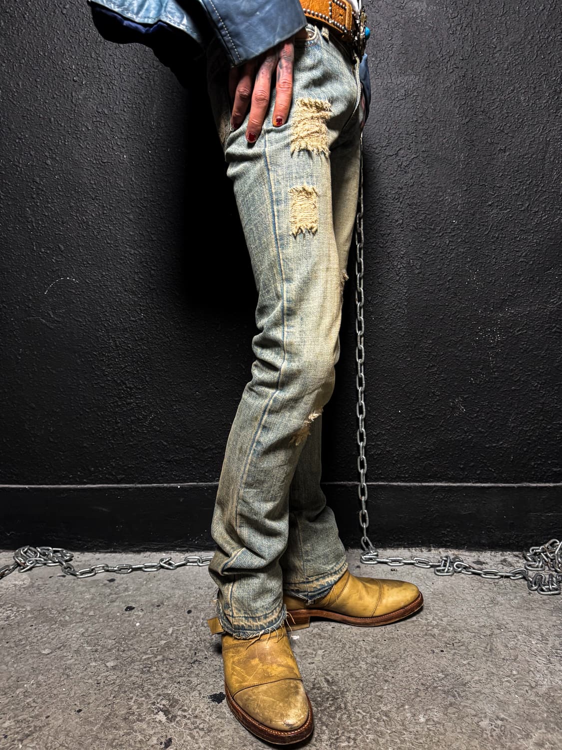 JILL STUART – Distressed Patch Denim Pan 상품이미지5