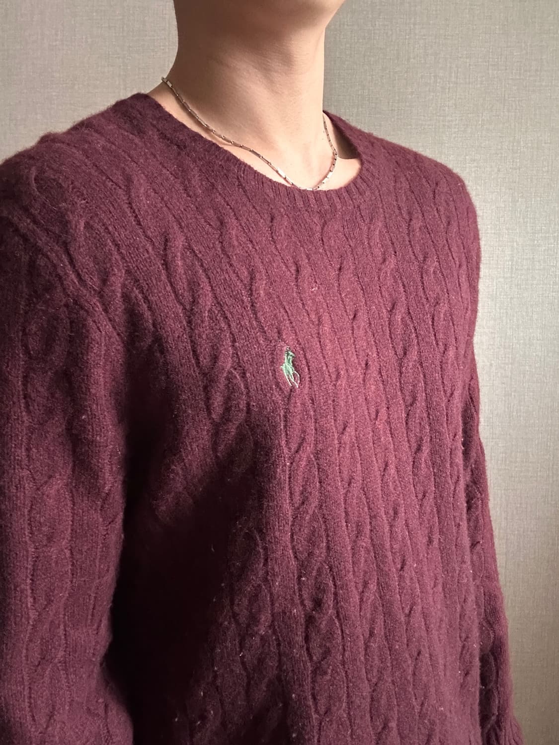 폴로 랄프로렌 꽈배기 버건디 울 니트 상품이미지4