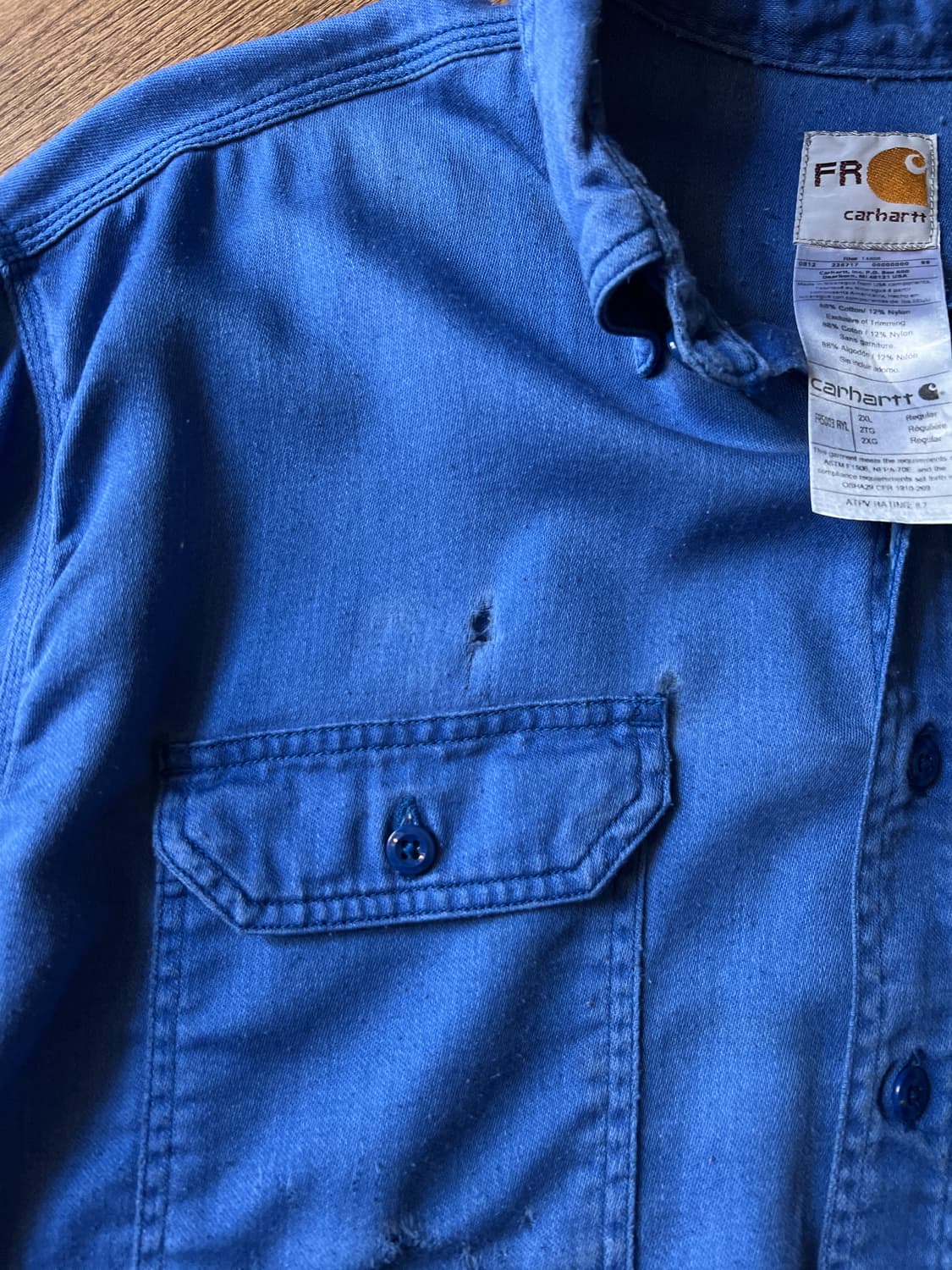 [2XL]칼하트FR USA 빈티지 페이딩 잉크블루 워크 셔츠 상품이미지3