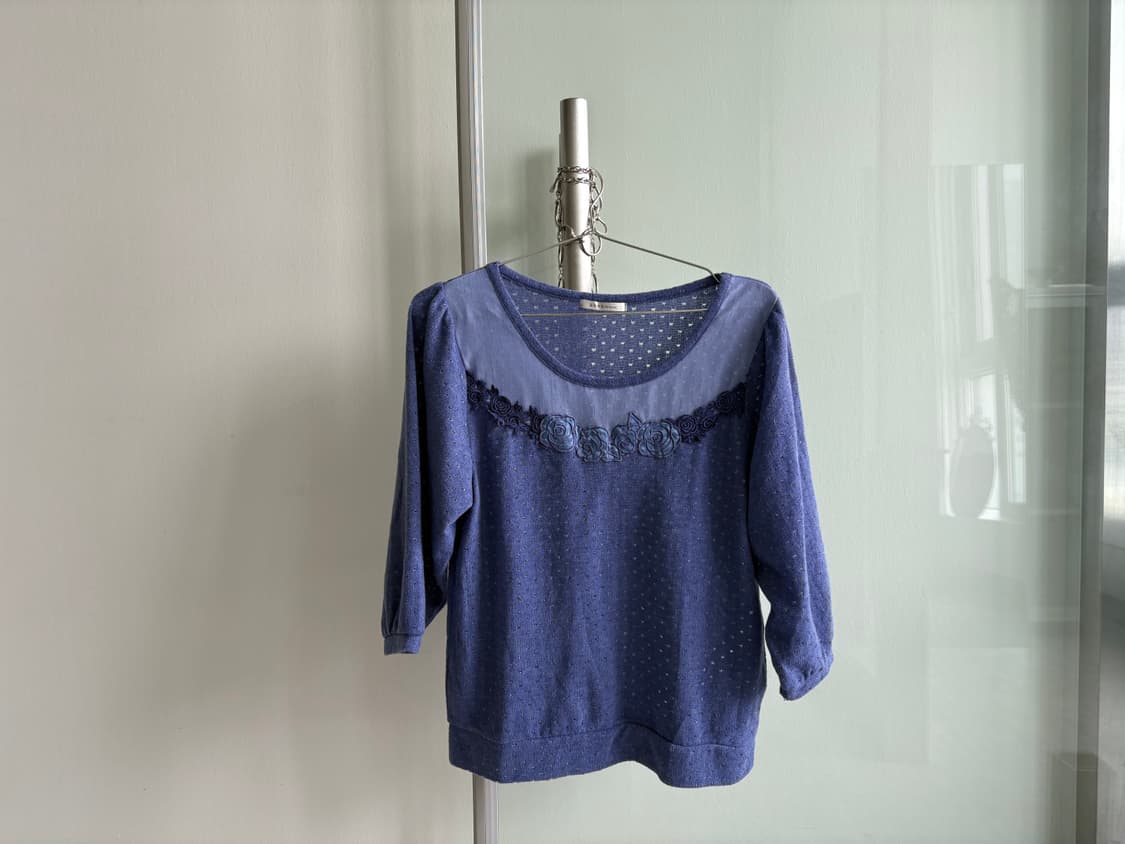 axes femme) flower knit top blue 상품이미지1