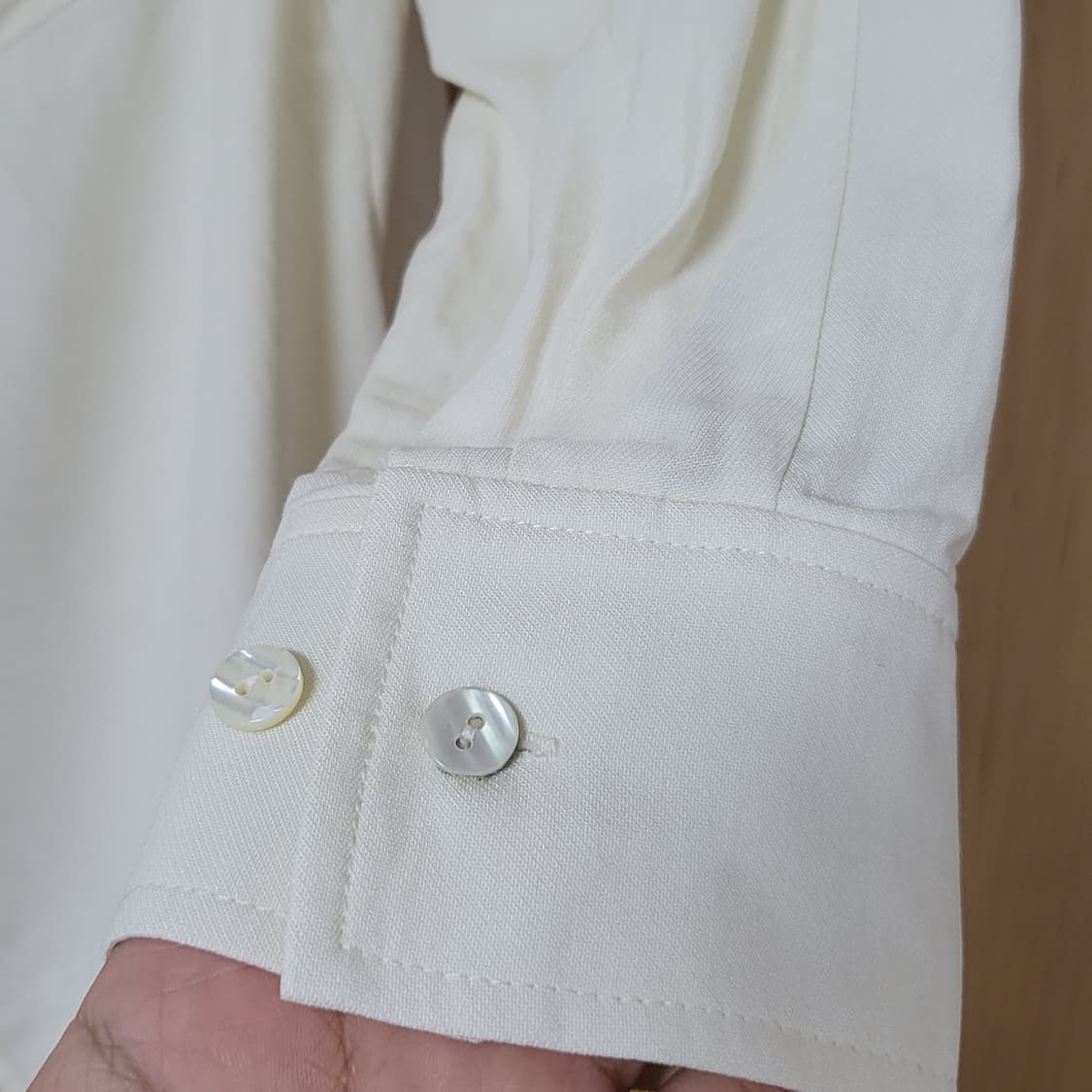 새상품) 모한 mohan 랩 레이어드 셔츠 블라우스 크림 m 상품이미지9