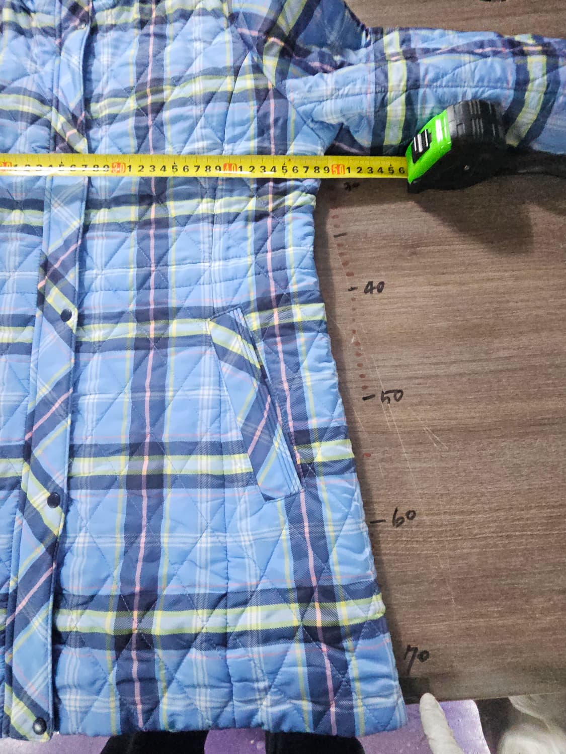 크로커다일 블루 체크 퀼팅 자켓  100 상품이미지5