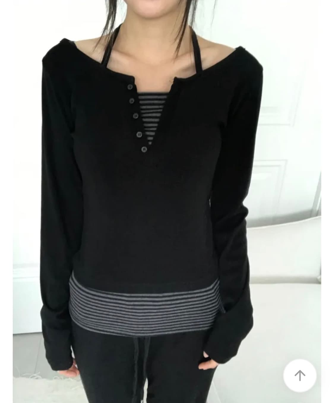 단가라 레이어드 홀터 티셔츠 상품이미지1