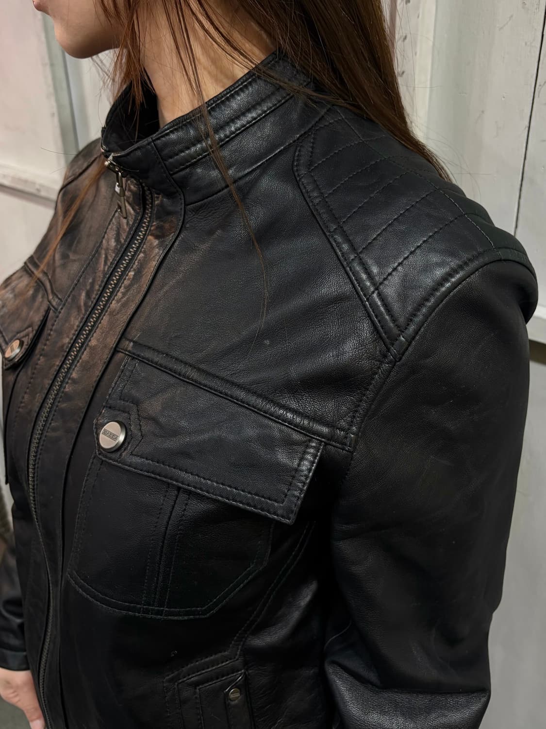 Vintage lamb leather Biker jacket 상품이미지4