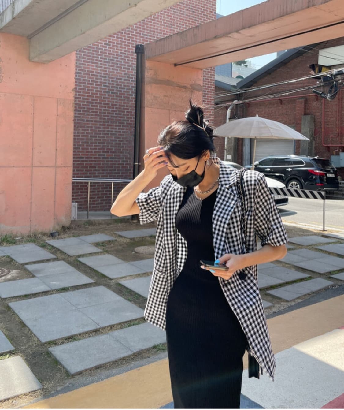 블랙 골지 롱원피스 상품이미지6