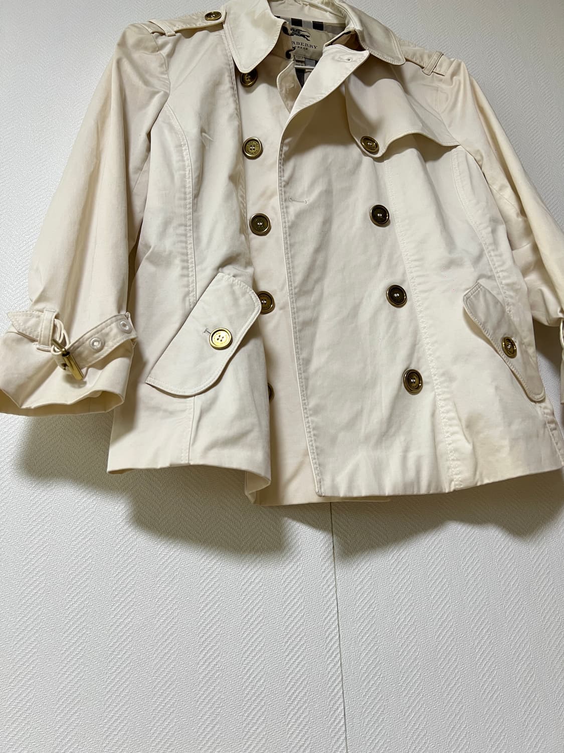 버버리 크롭 개버딘 트렌치 자켓 m 상품이미지4