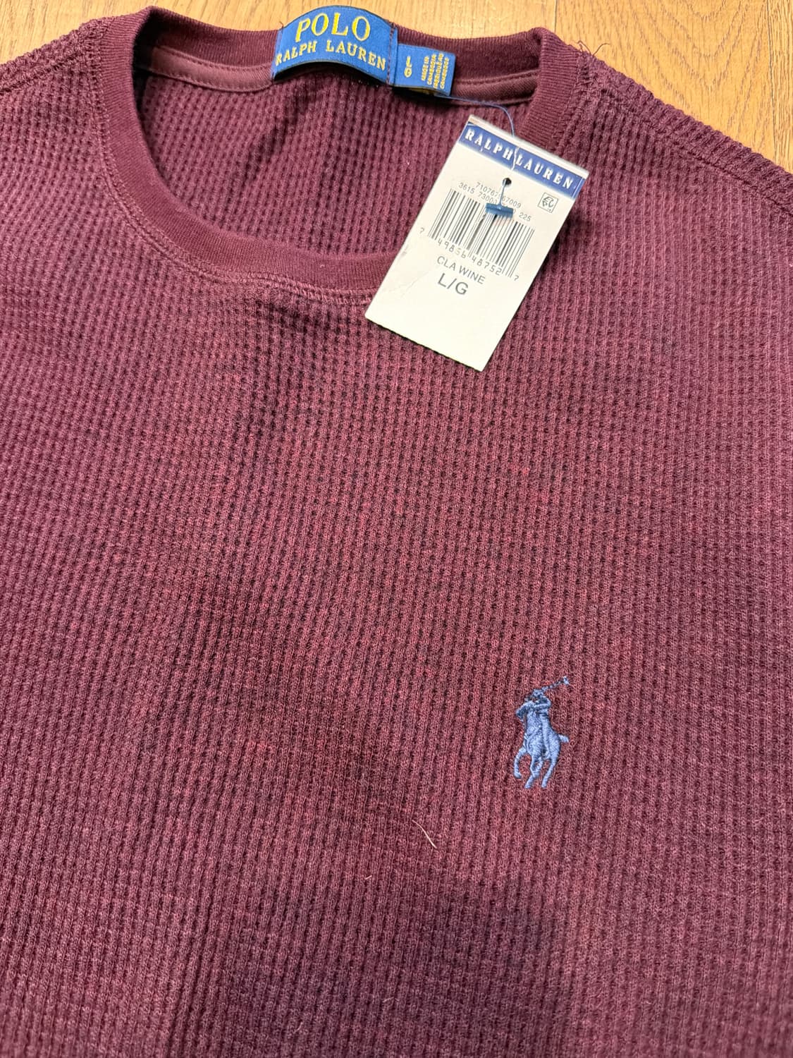 폴로 랄프로렌 블루 포니 버건디 와플 티셔츠 상품이미지5