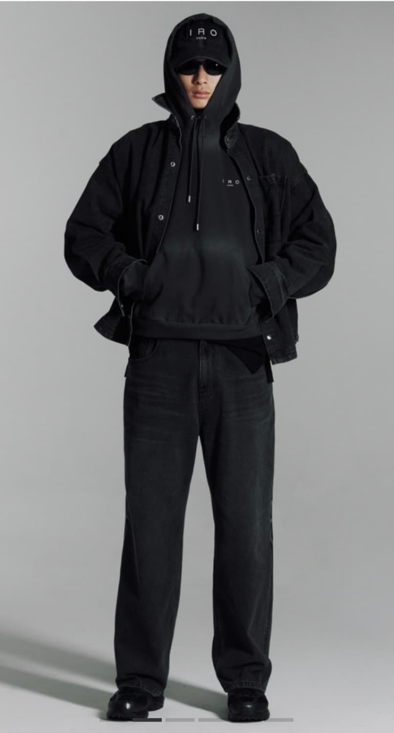 Iro 제리 엣지 미네랄 워싱 후드 티셔츠 블랙 상품이미지2