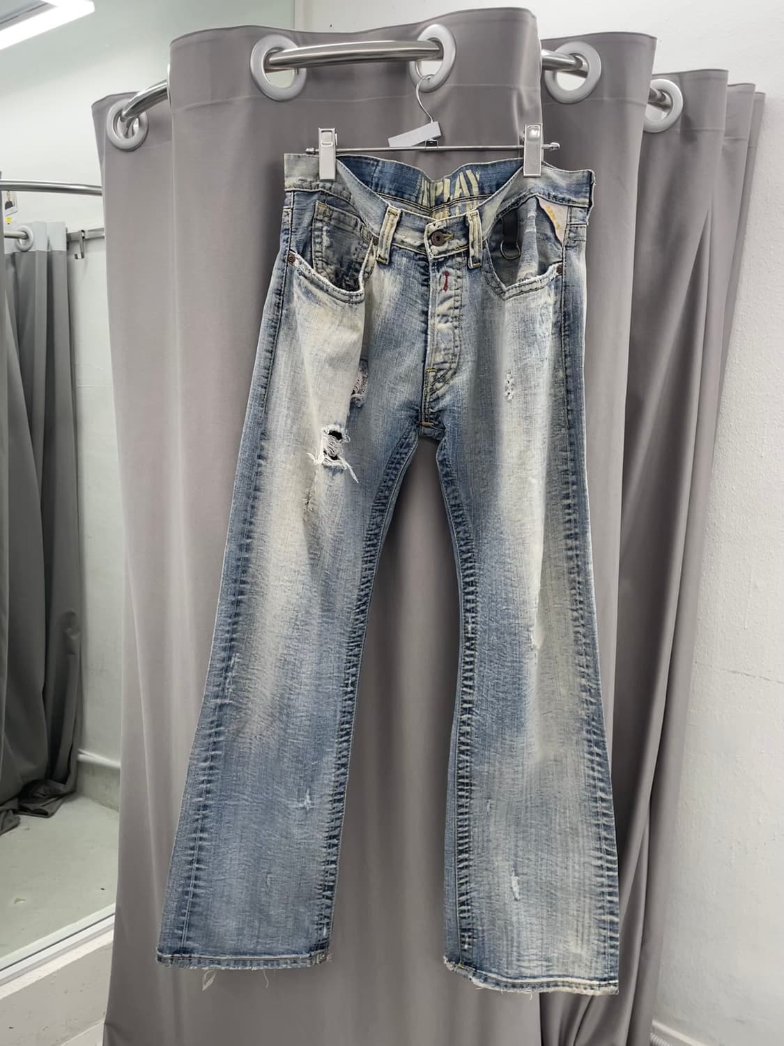 아이스 워싱 데미지 데님진  상품이미지1