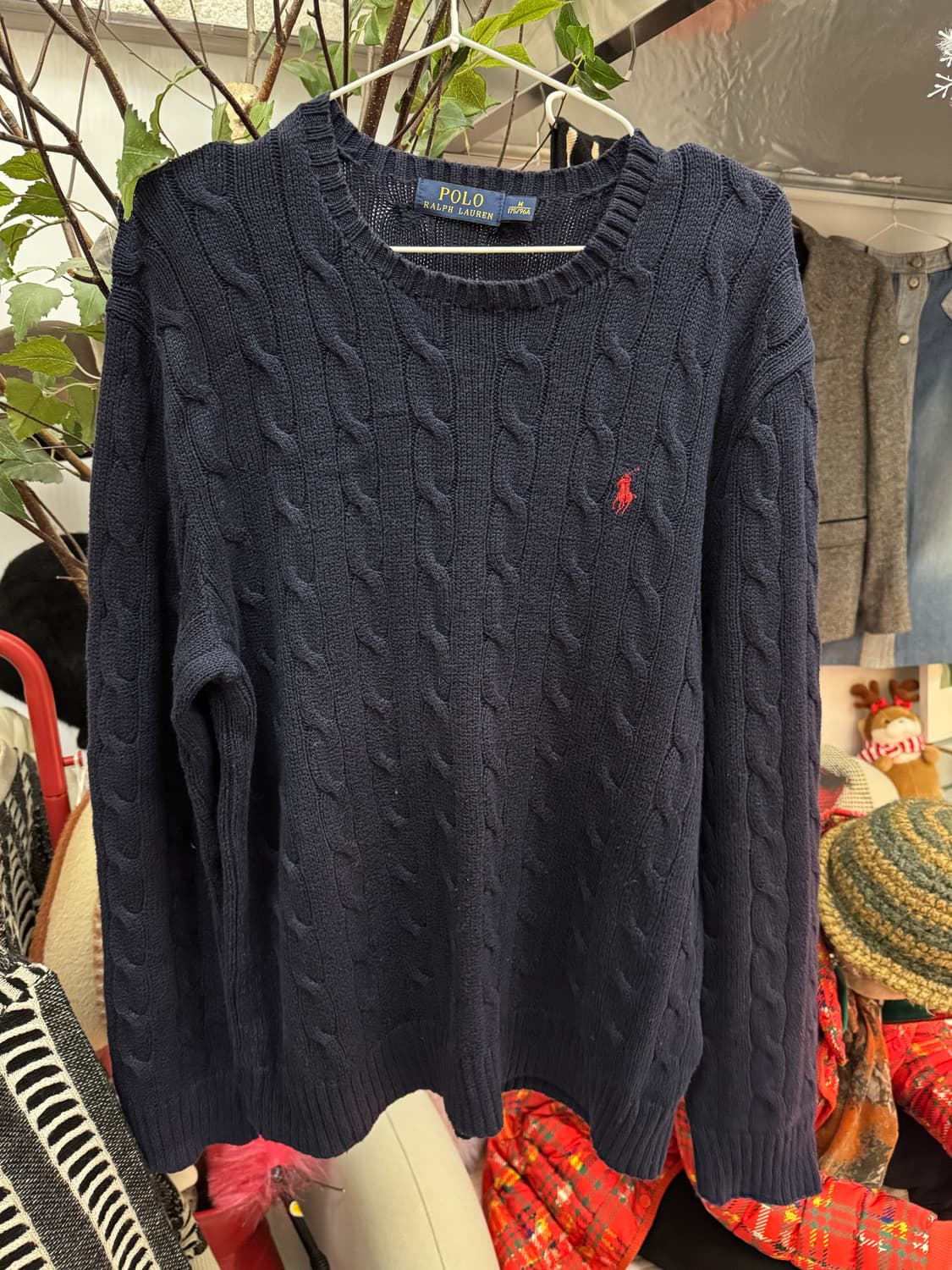 🧥 Polo랄프로렌 스웨터 케이블 크루넥 꽈베기 스웨터 - 네이비 상품이미지3