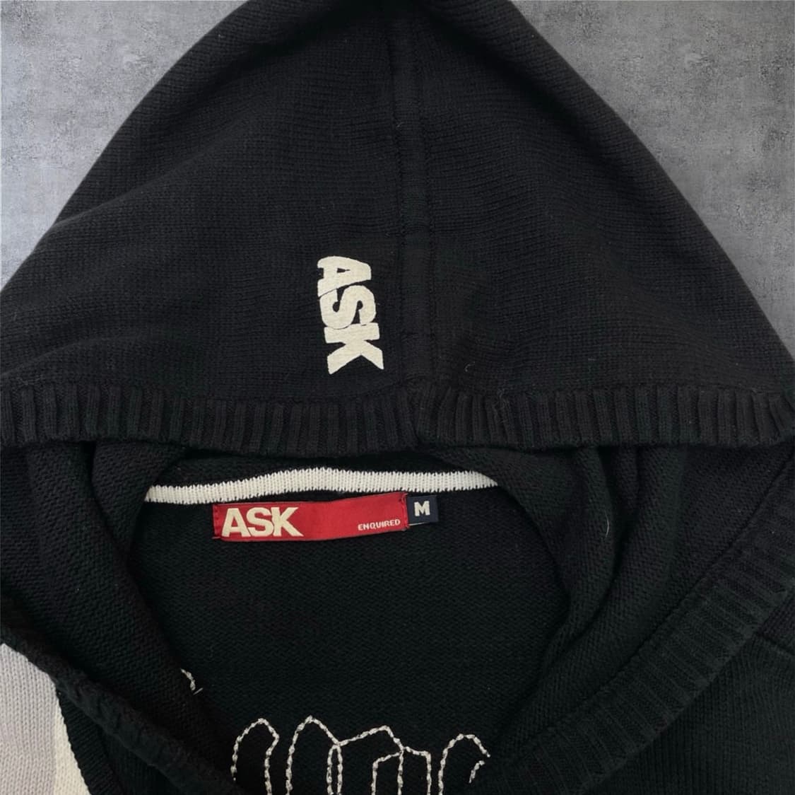 에스크 ASK 블랙 y2k 유니언잭 니트 후드집업 M 상품이미지3