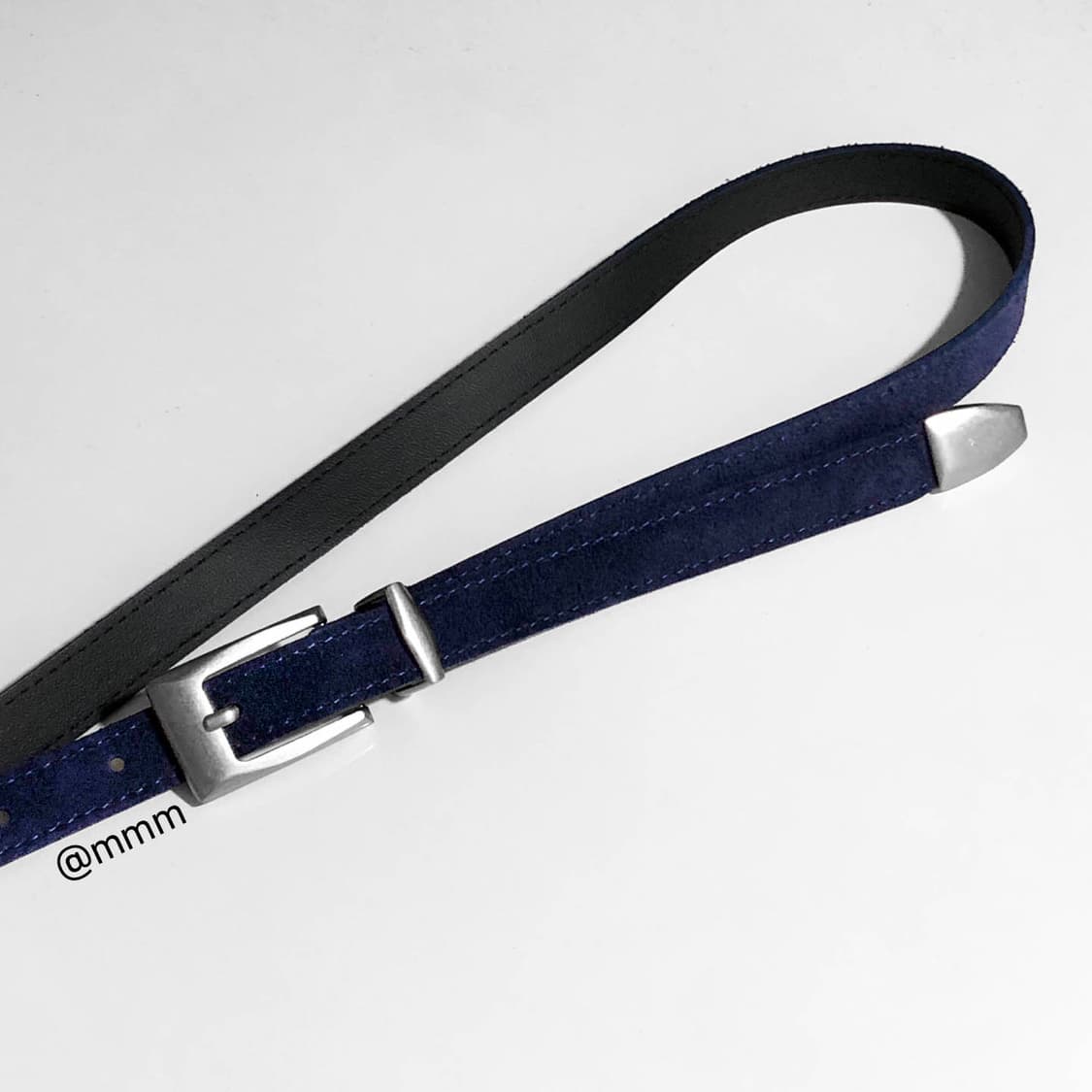 [Unisex]스퀘어 스웨이드 벨트 네이비 상품이미지3