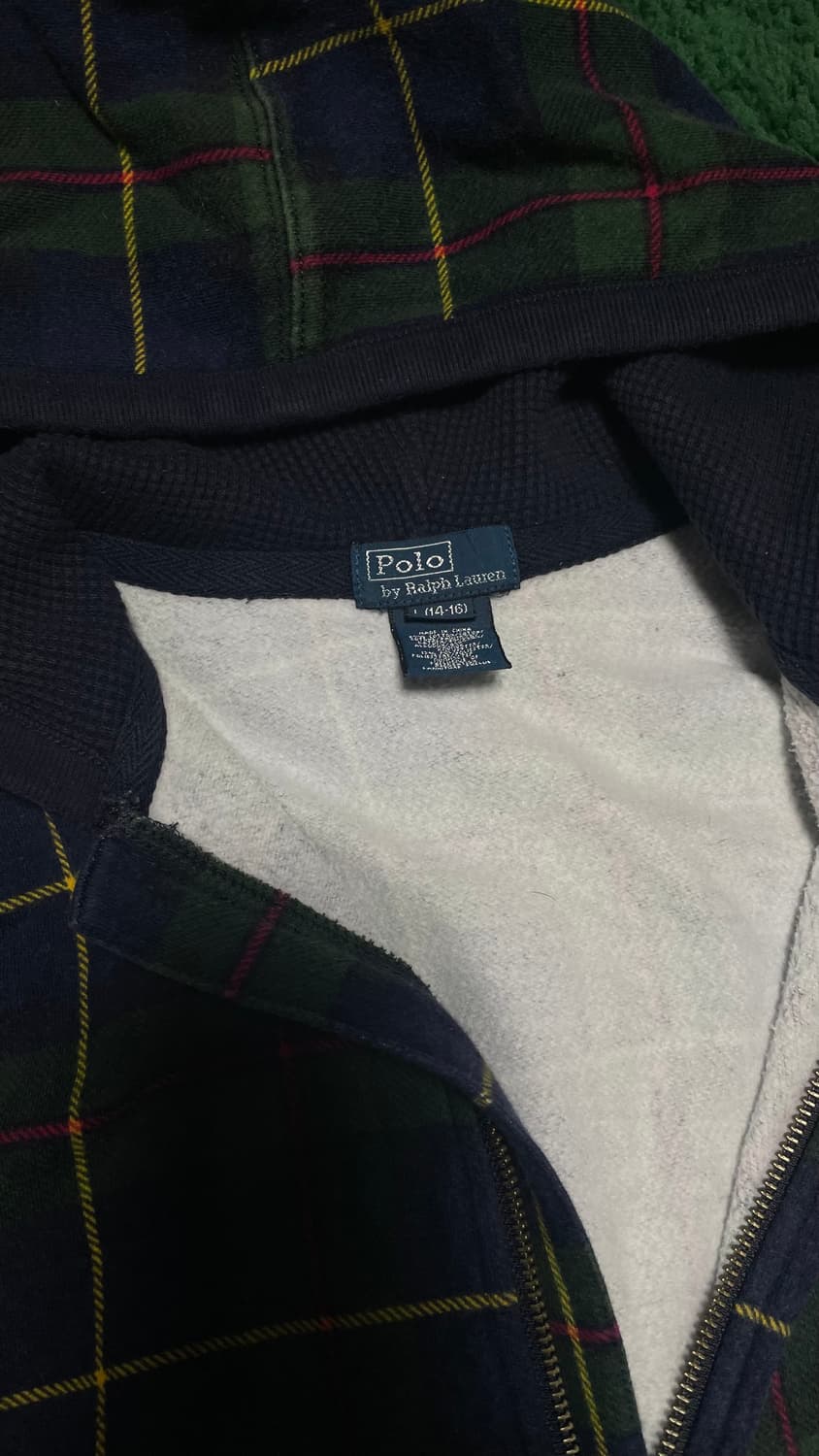 폴로 빅포니 블랙와치 후드집업 보이즈 L 상품이미지3