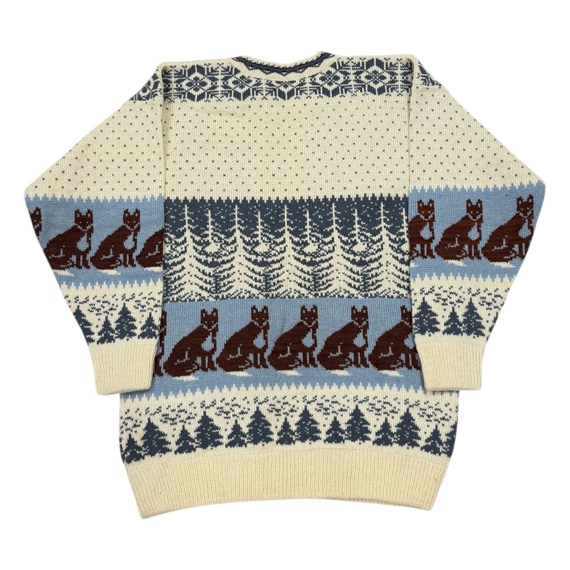 에스토니아 빈티지 폭스 패턴 울 니트 L 상품이미지4