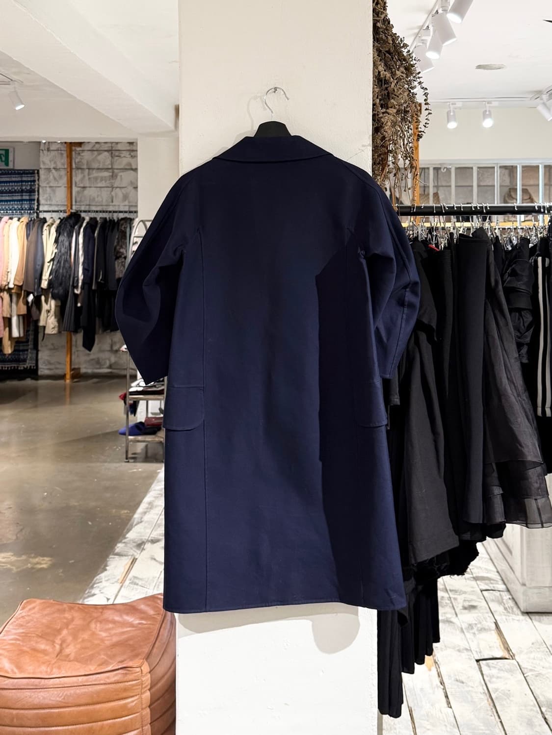 질샌더 네이비 와이드 슬리브 싱글 롱 코트 상품이미지7