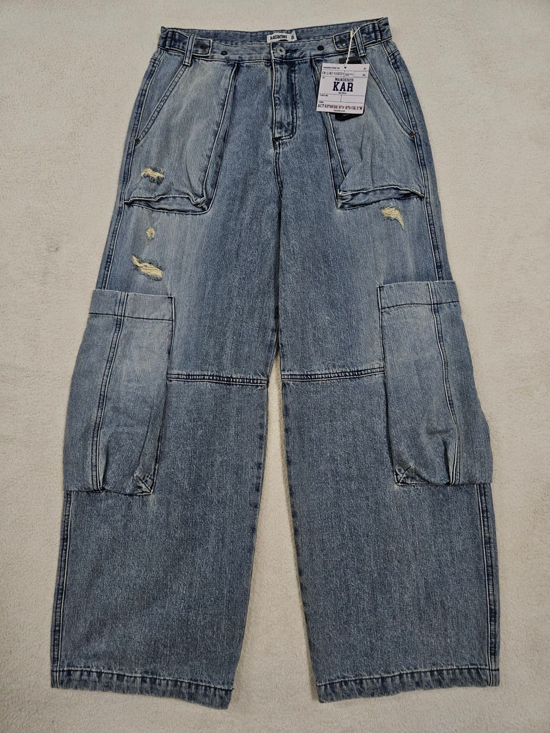 카락터 블런트 데님 퍼티그 팬츠 급처 상품이미지1