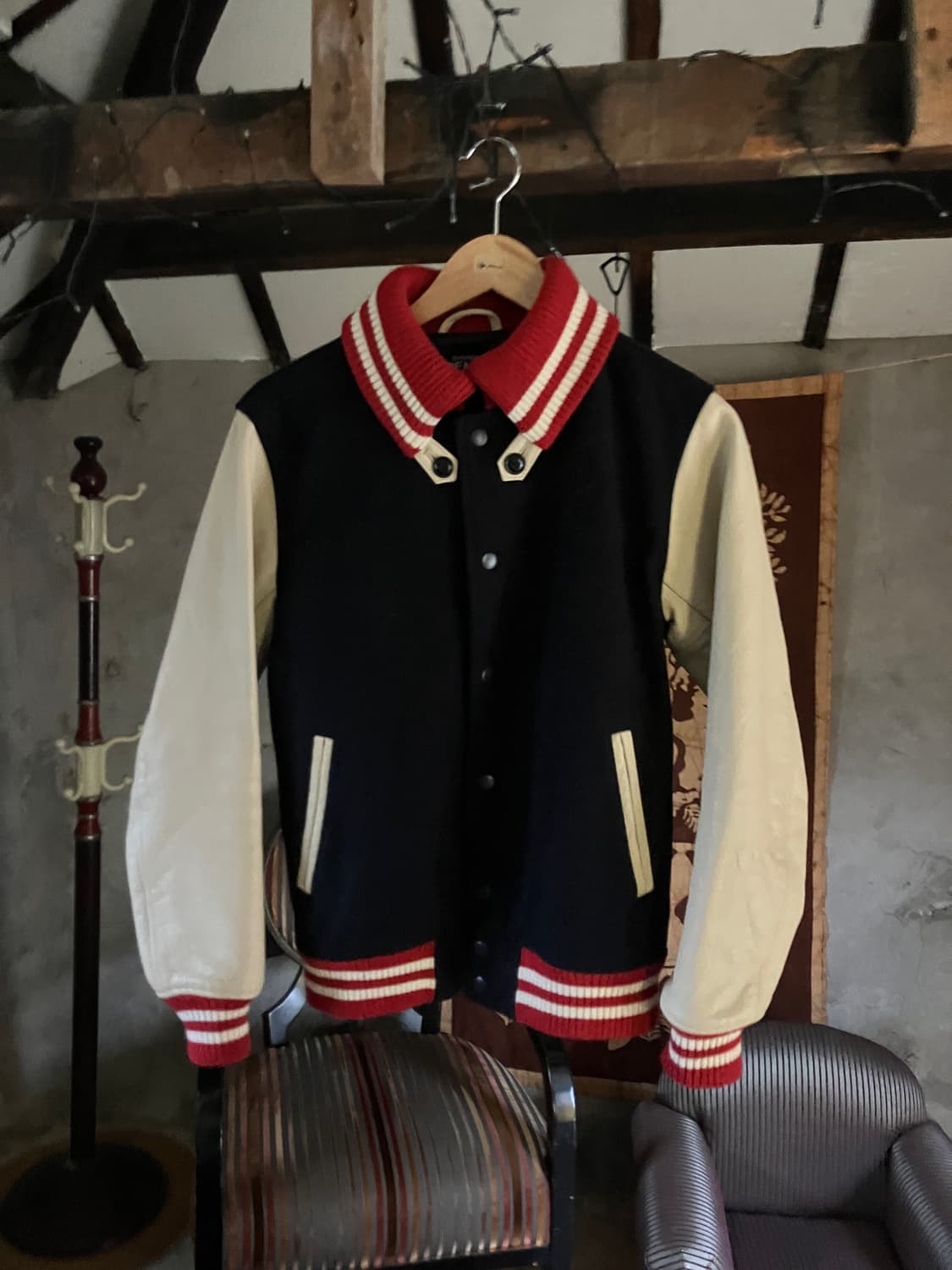 [vintage]BEAMS varsity jacket(Leather sl 상품이미지1