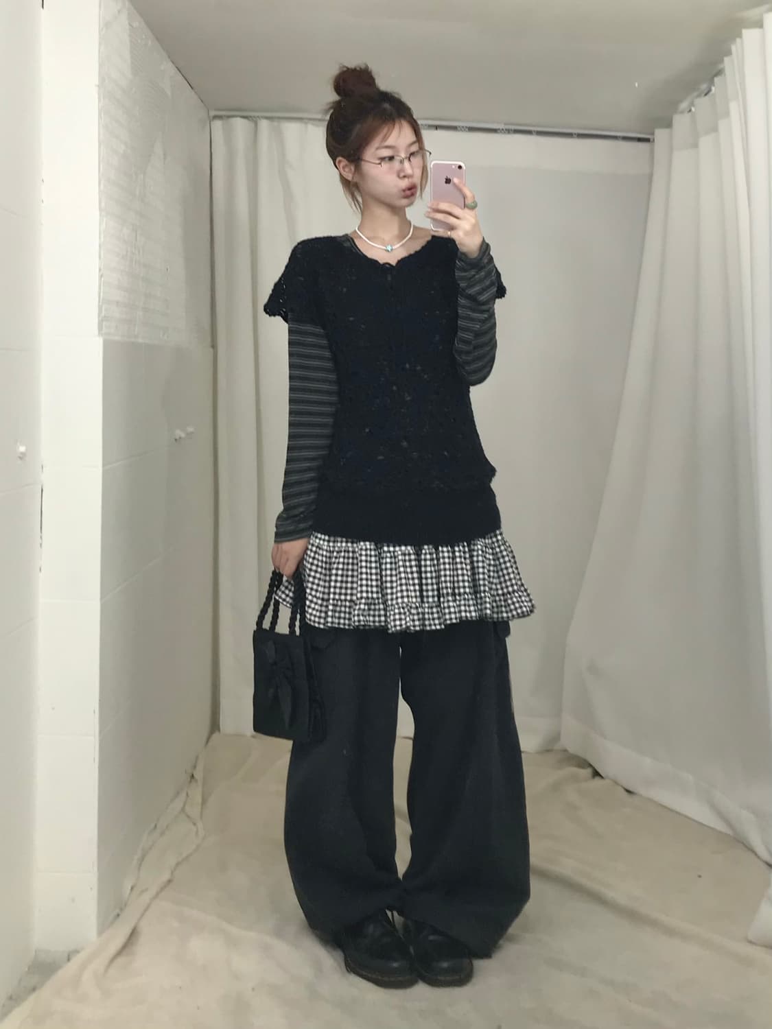 빈티지 블랙 너드 데일리 니혼진 코디 세트 상품이미지1