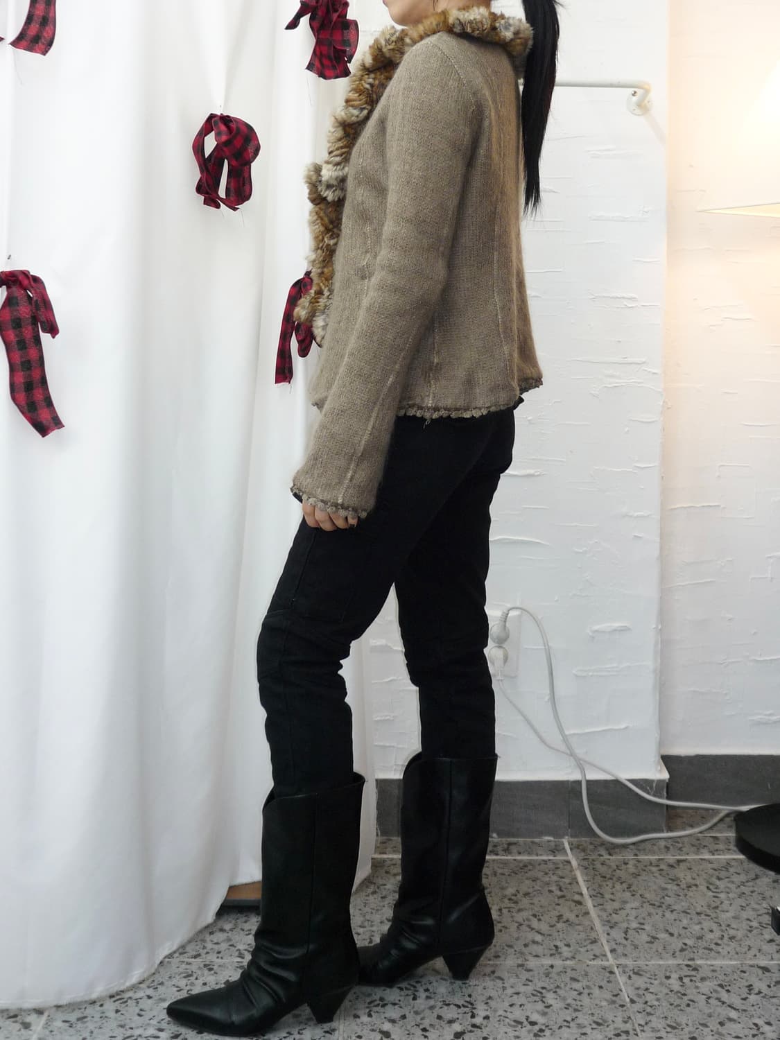 fur-trimmed neckline cardigan 상품이미지5