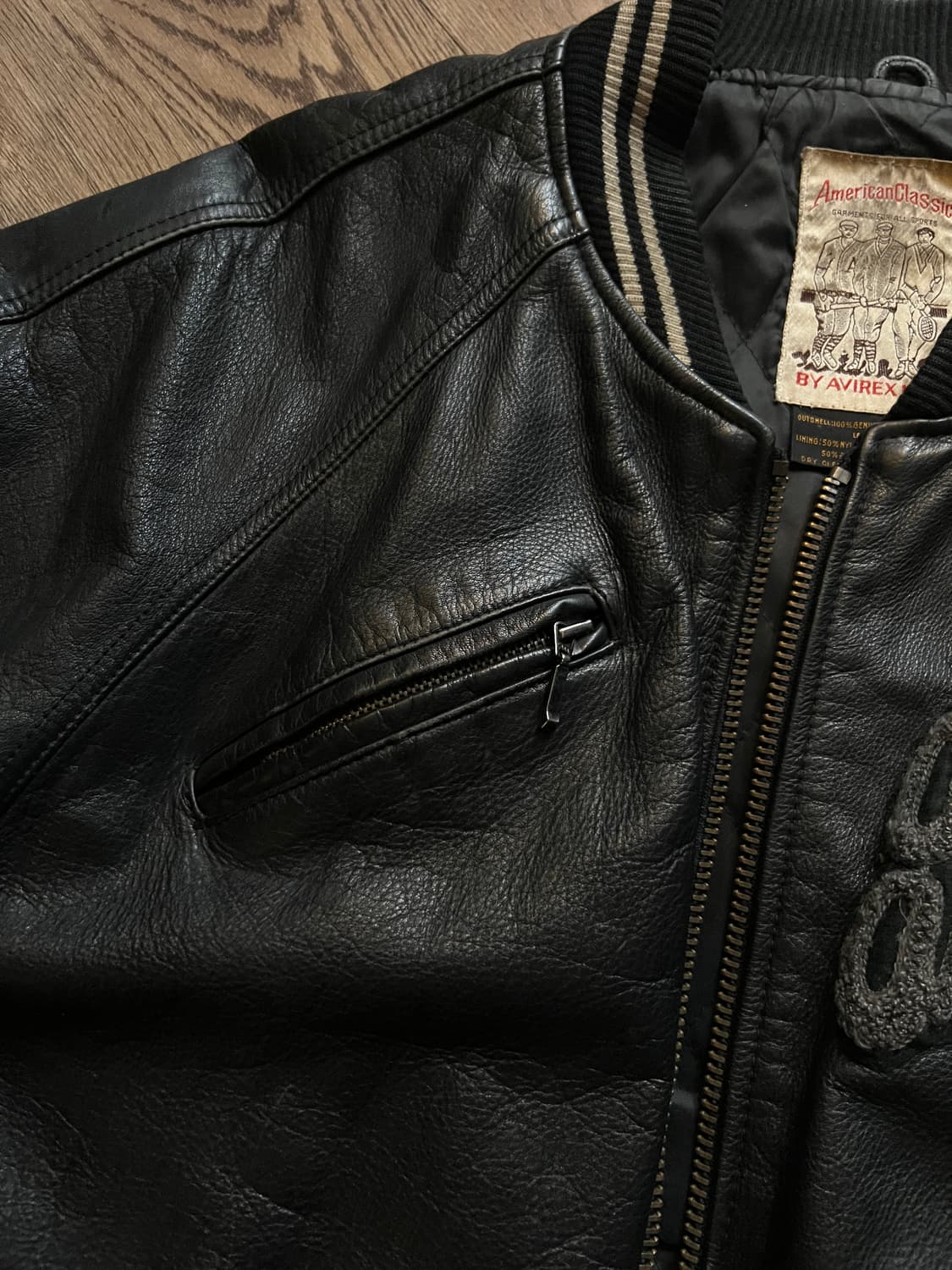 [S]AVIREX 아비렉스 TRACK FIELD 레더 바시티 자켓 상품이미지4