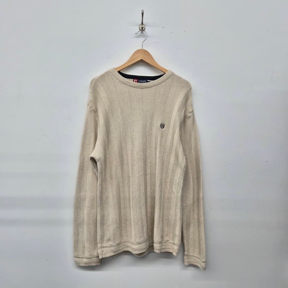 챕스 랄프 로렌 빈티지 헤링본 베이지 코튼 니트 남성 L 상품이미지1