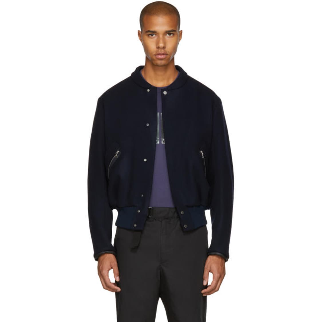 OAMC 밴드 카라 펠트 울 블루종 와인 L 상품이미지2