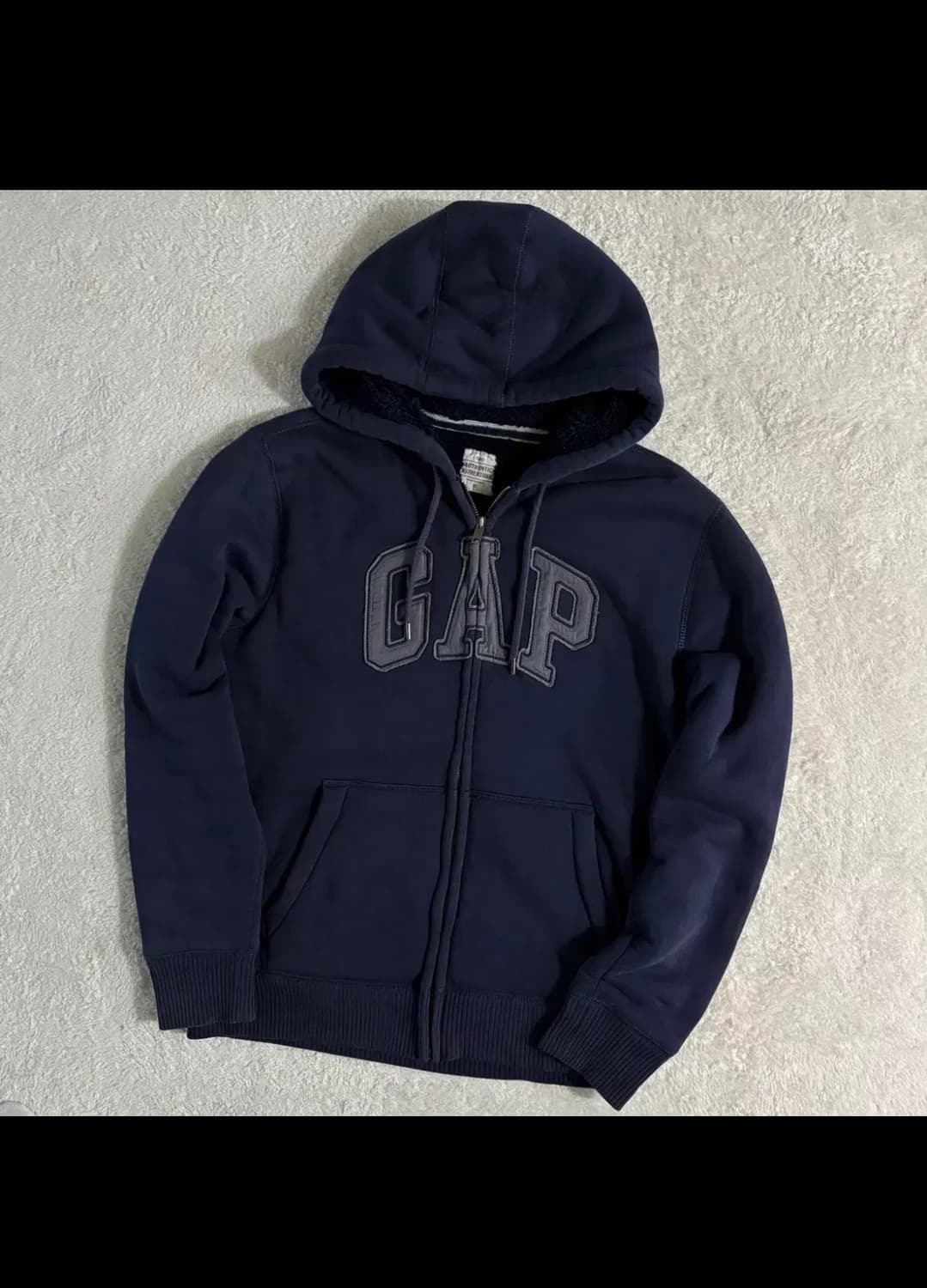 갭 네이비 빅로고 양털 후드집업 상품이미지1