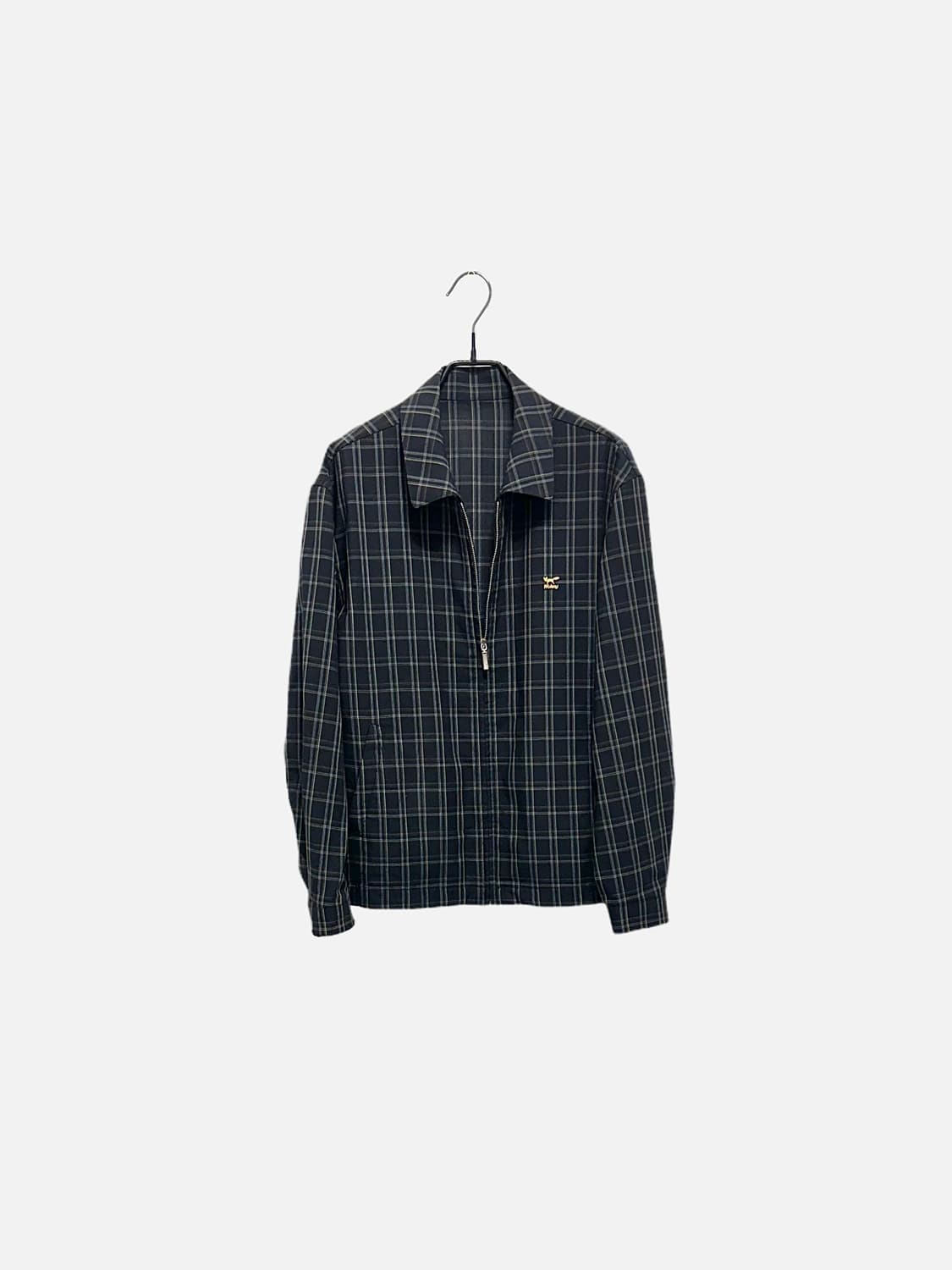 울시 빈티지 써머 울 체크 블루종 자켓 올드스쿨 상품이미지3