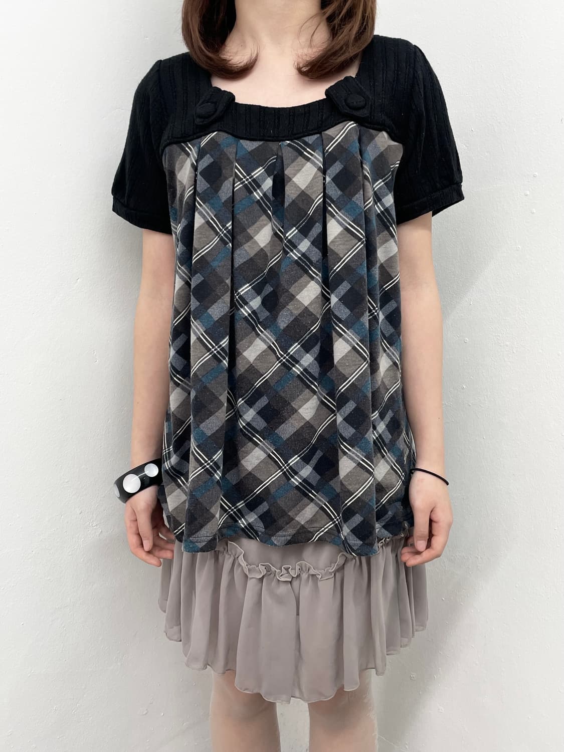 니혼진 너드 체크 버튼 탑 상품이미지4