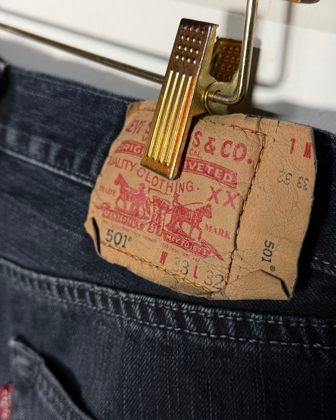 리바이스 501 스트레이트핏 블랙 데님 팬츠 33 상품이미지7