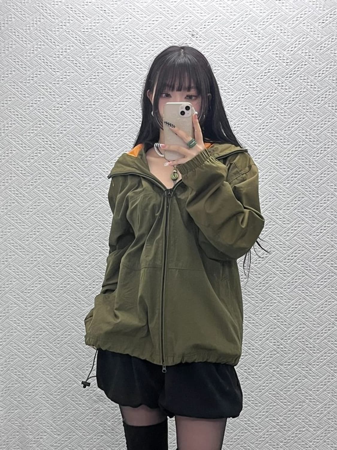 나이키 스포티 고프코어 말차카키 바람막이 자켓 L C10581 상품이미지2