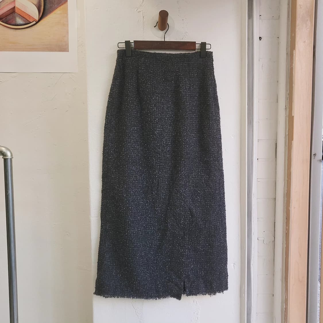 (새상품) GU 네이비 부클 슬릿 밴딩스커트 상품이미지1