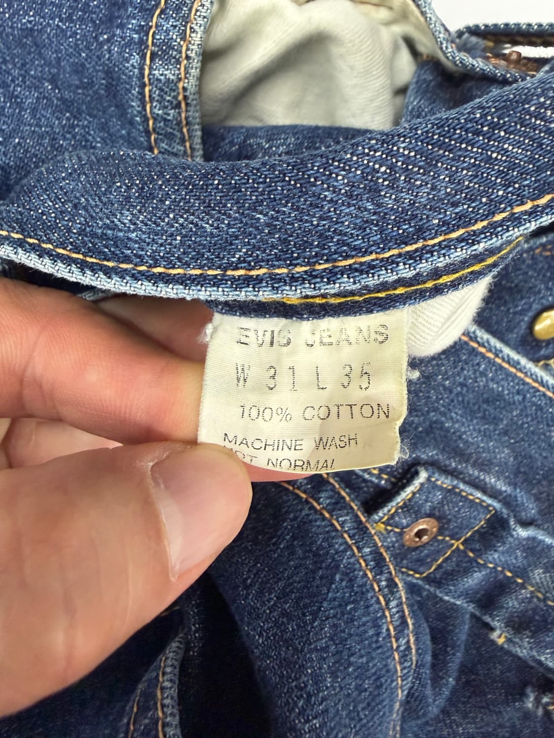 90s evisu 초기형 evis 황소패치 셀비지 데님 팬츠 상품이미지10