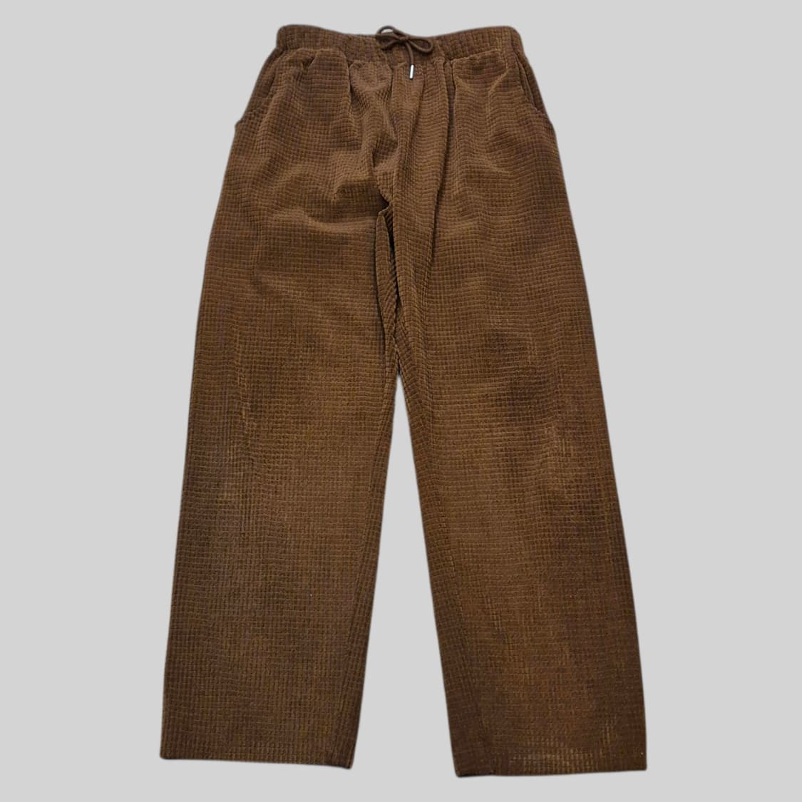 30~32인치 브라운 와플패턴 면 밴딩팬츠 상품이미지1