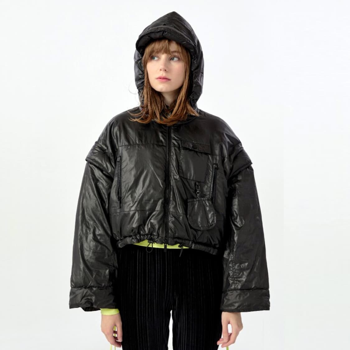 워브먼트(WOVEMENT) 투웨이 구스 쇼트 패딩 프리사이즈  상품이미지2