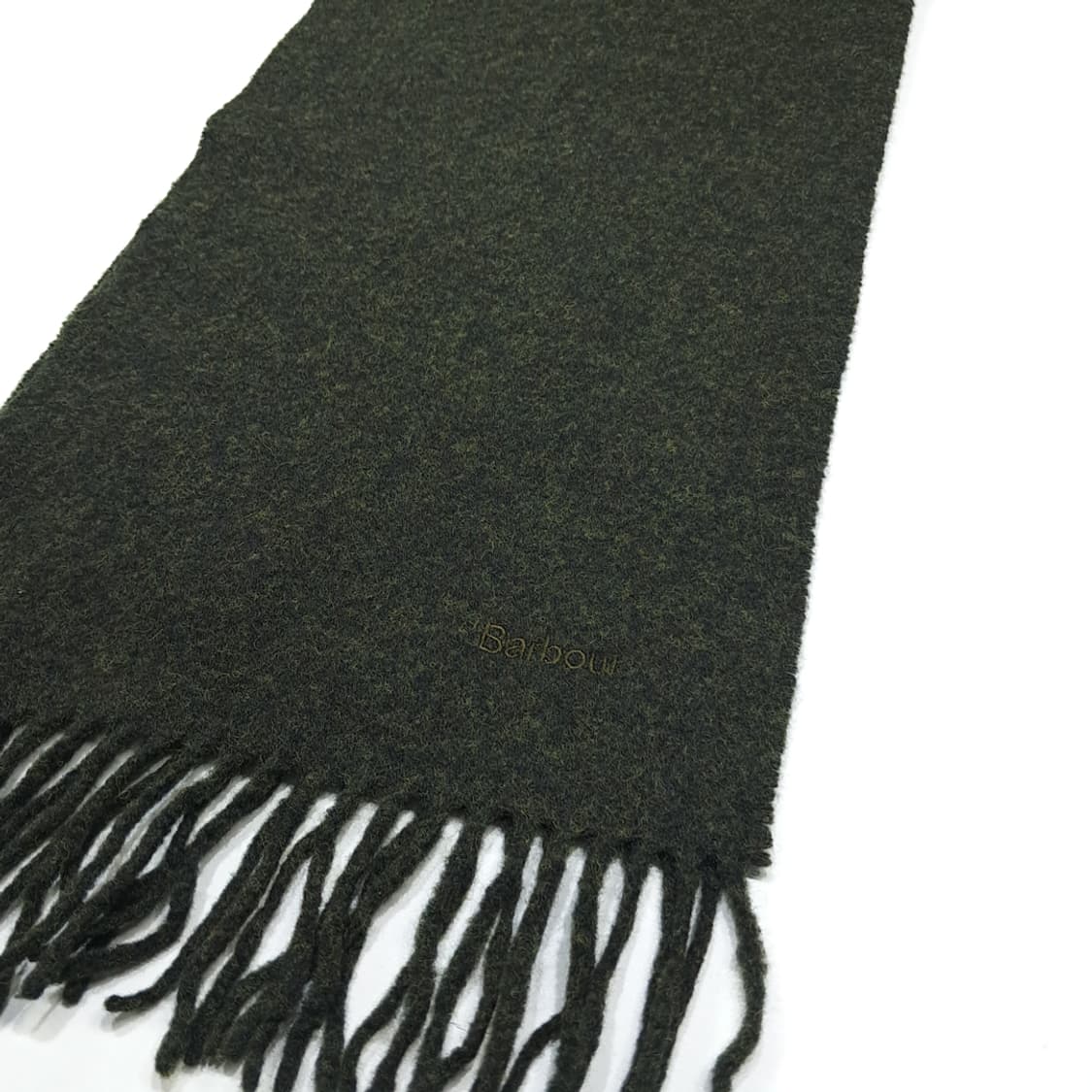 MX473 바버 90s 스코틀랜드판 램스울 올리브 머플러 목도리 상품이미지3