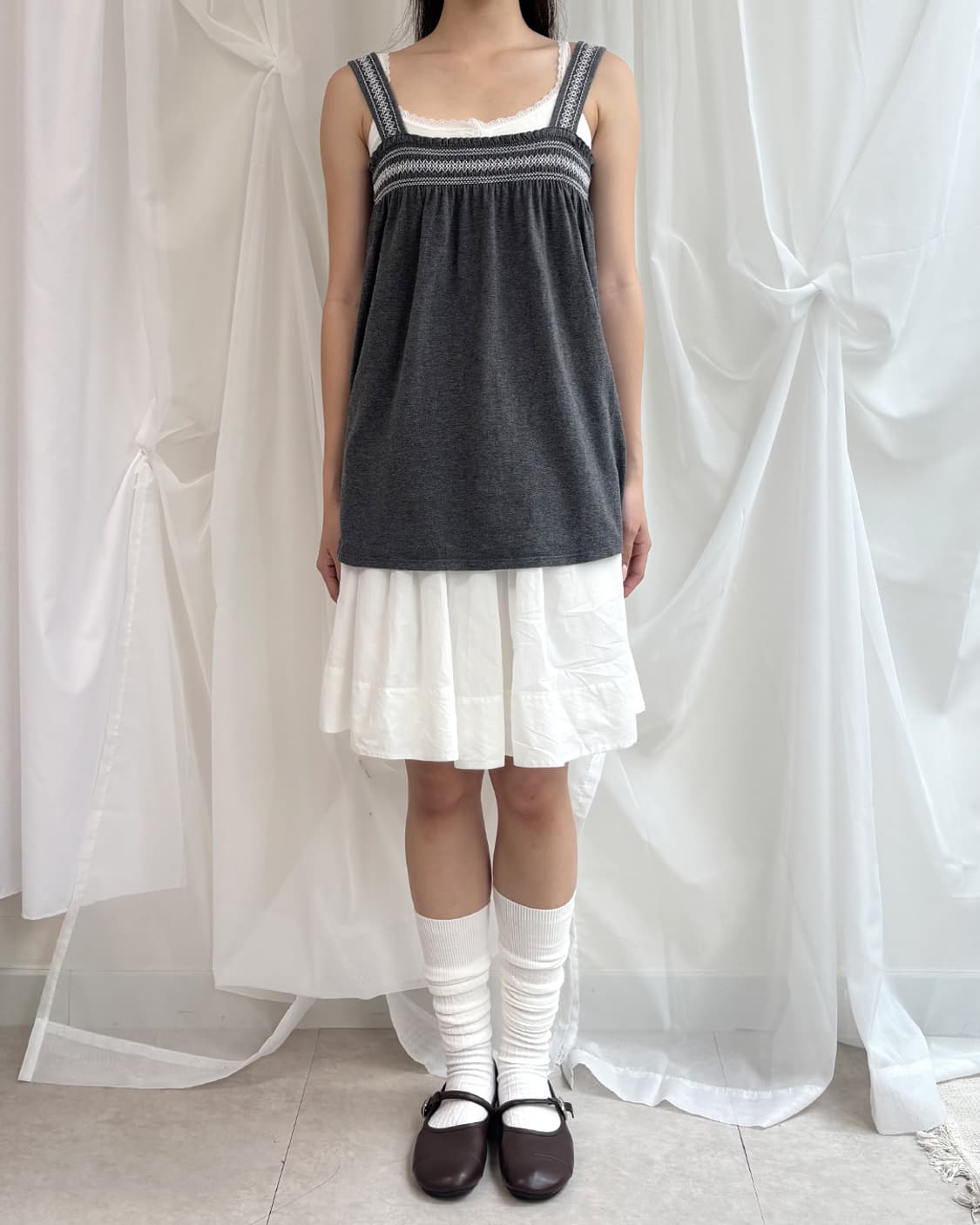uniqlo ethnic smocking a line sleeveless 상품이미지7