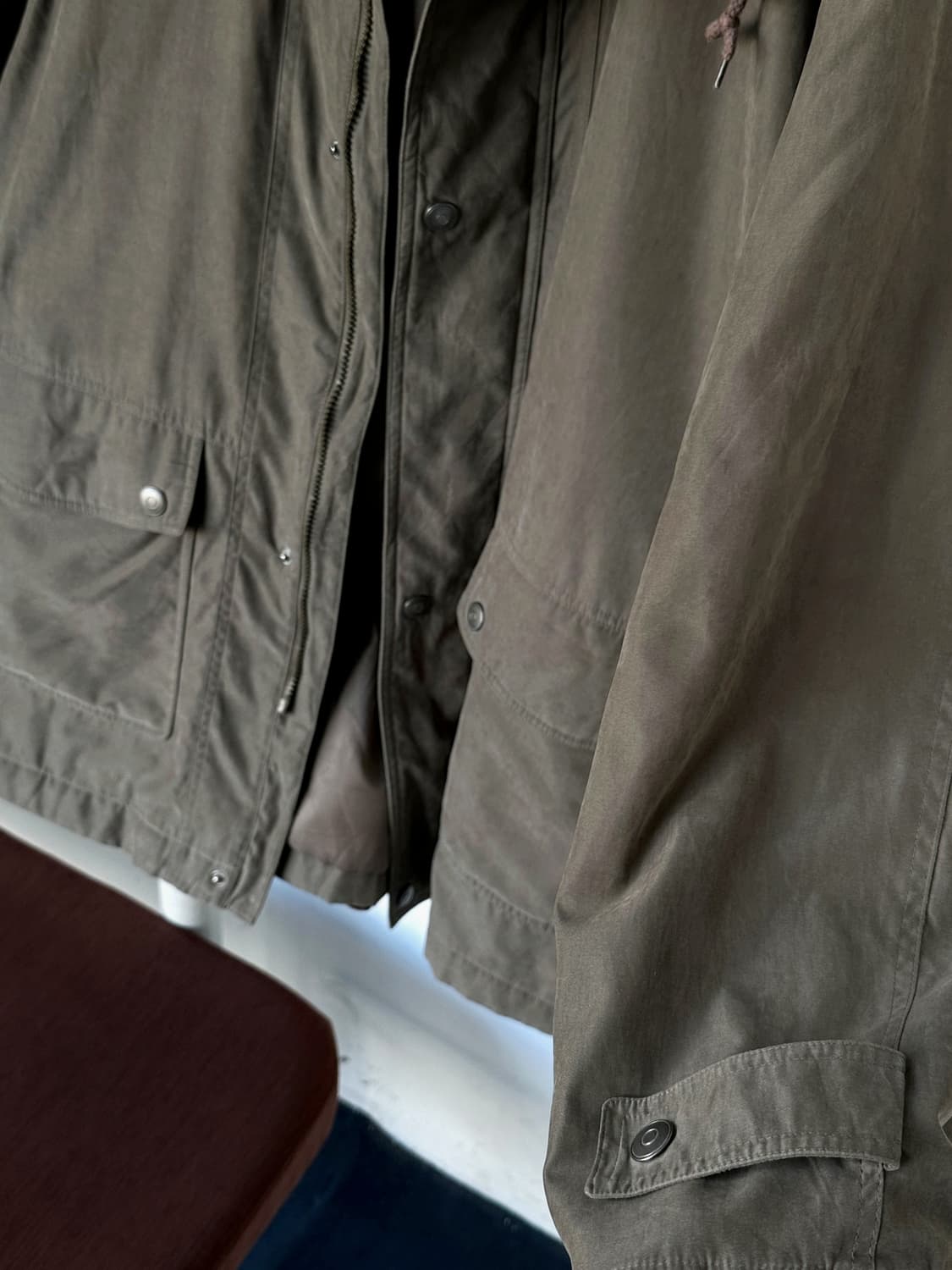 Soft fabric mil design hooded coat 상품이미지2