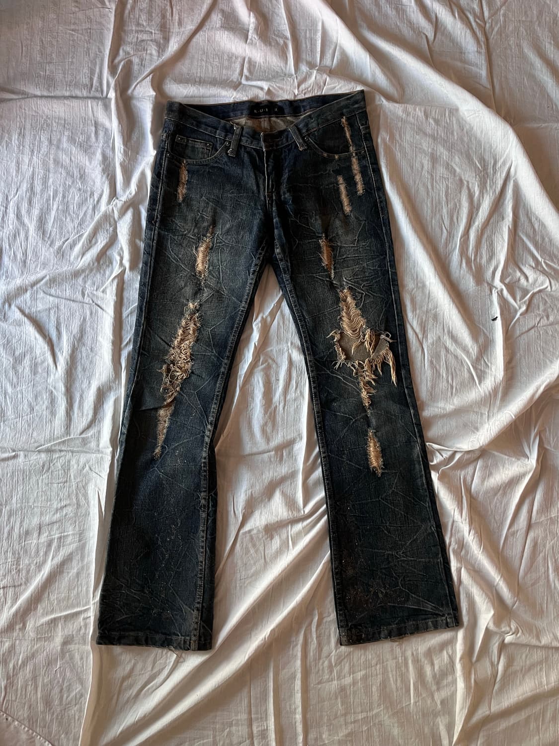 Distressed Pearl Boot cut Y2K Denim 상품이미지1