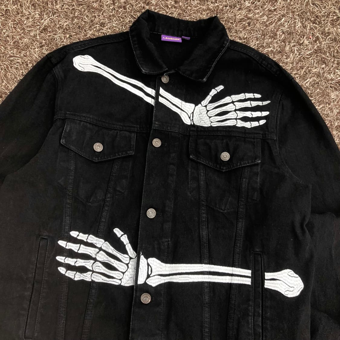 라퍼 스켈레톤 자수 블랙 데님 자켓 상품이미지4