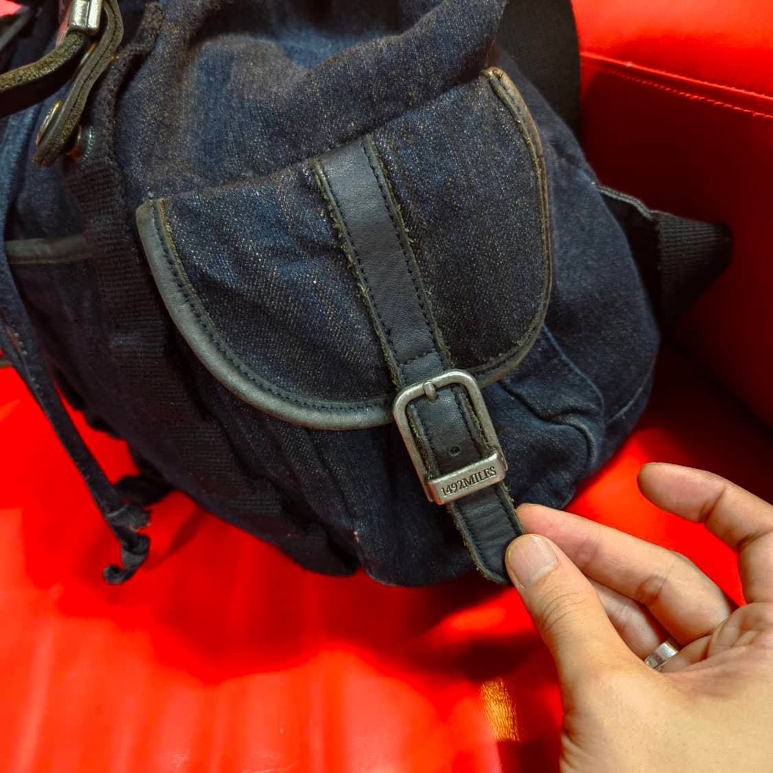 1942Miles 00's Deep Blue denim 멀티 포켓 백팩 상품이미지4