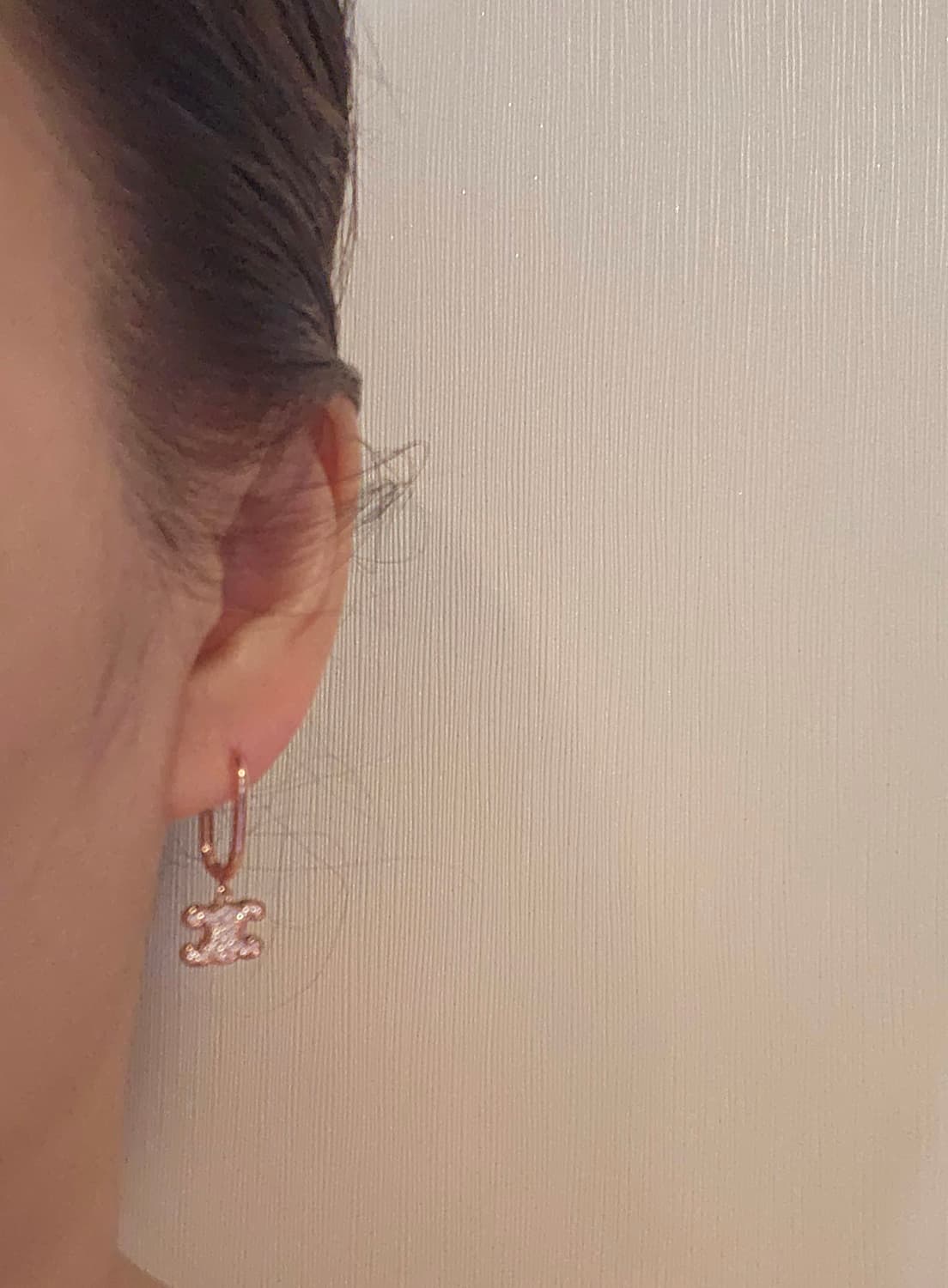 셀린느 라인스톤 트리옹프 원터치 귀걸이 로즈골드 상품이미지7