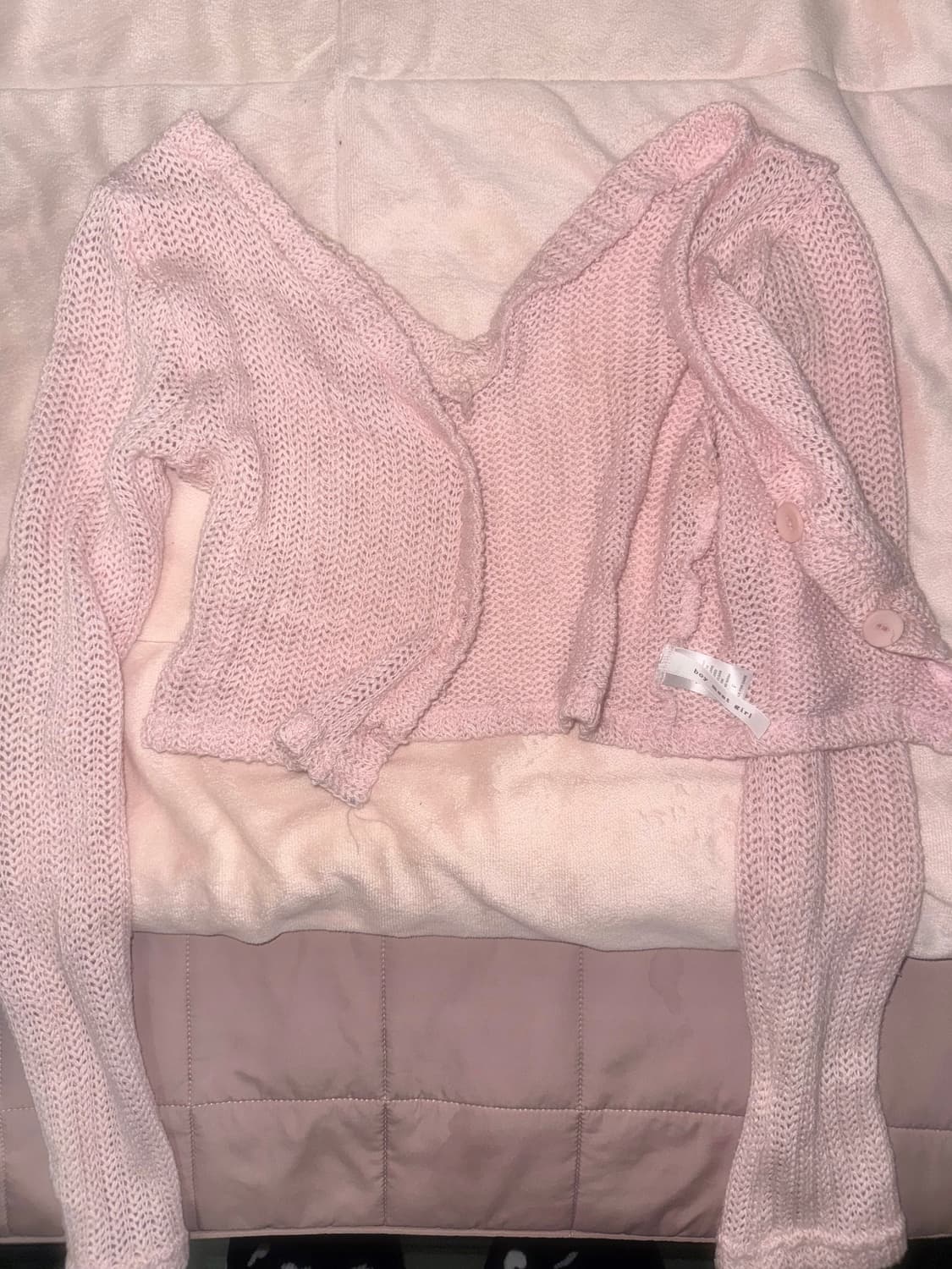 애즈온 as'on 베이비핑크 니트가디건 쓰리타임즈포어링갸루베이비메탈클럽 상품이미지3