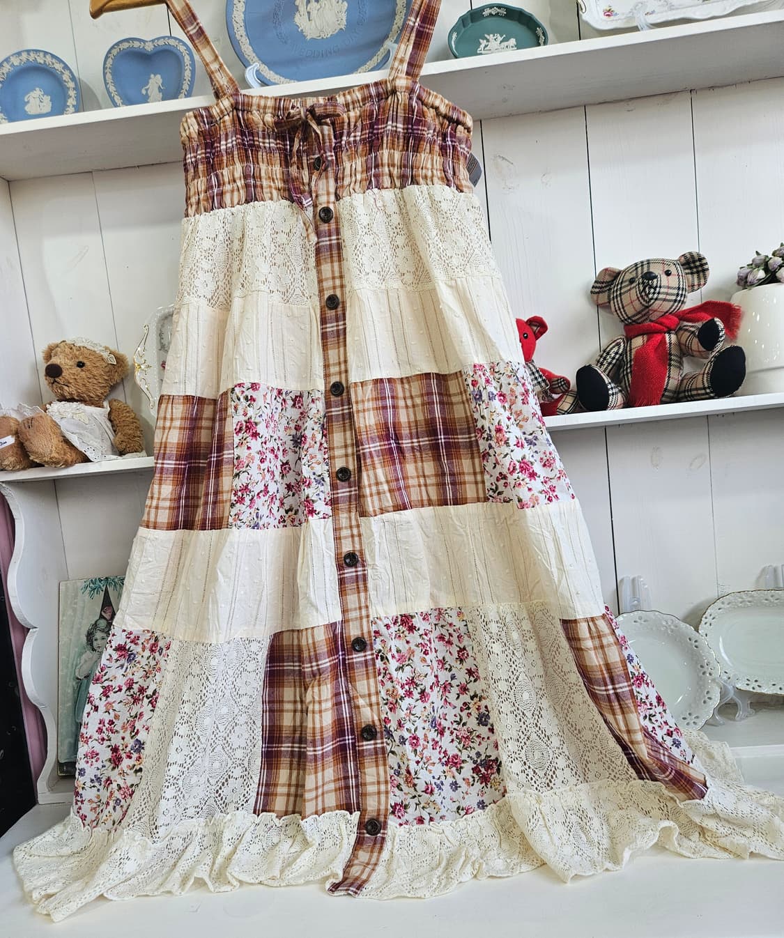 패치워크 레이스 원피스 상품이미지4