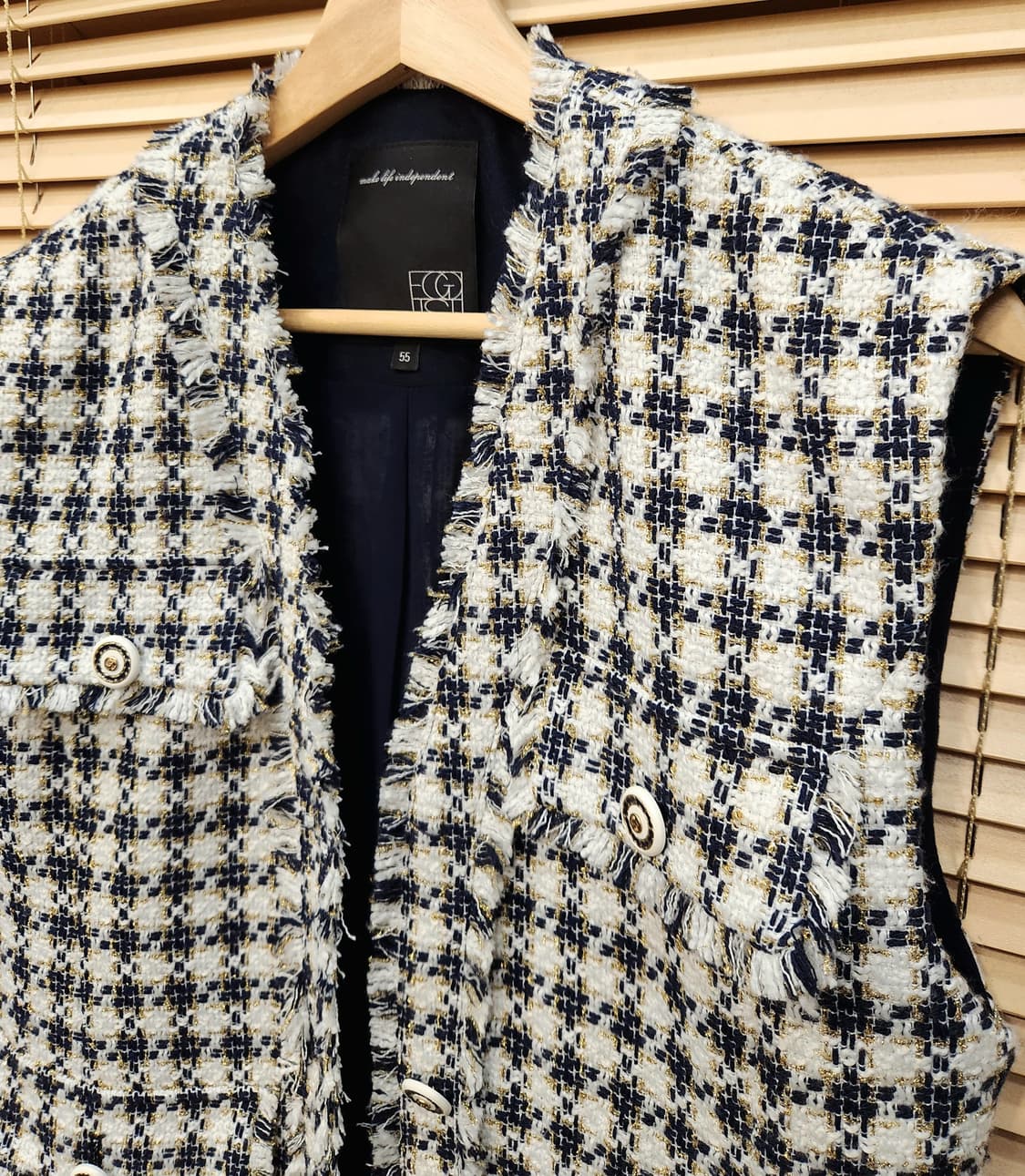 (새상품)에고이스트 포켓 트위드 롱베스트 상품이미지2